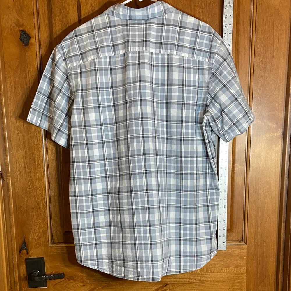 Columbia Gray and White Plaid Button Up Shirt, Cotton, XL - Picture 6 of 9